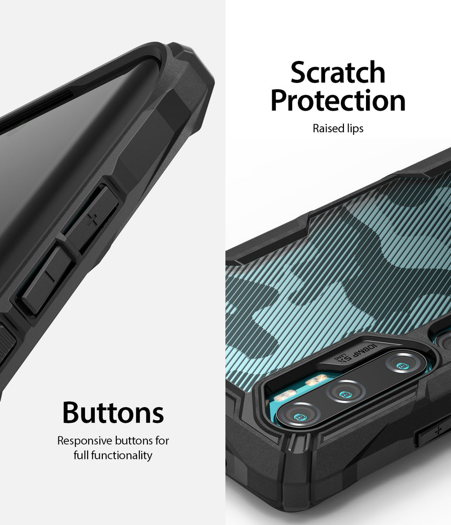 scratch protection with raised lips / responsive buttons
