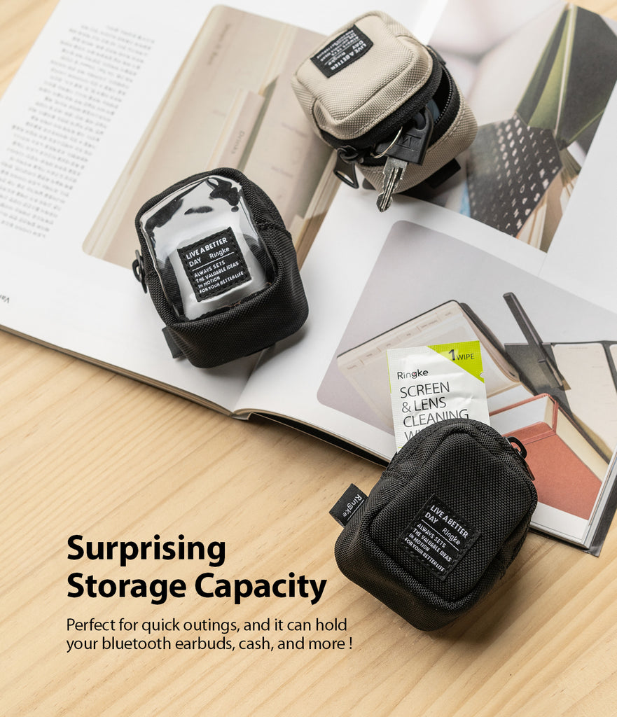 perfect for quick outings, and it can hold your earbuds, cash, and more