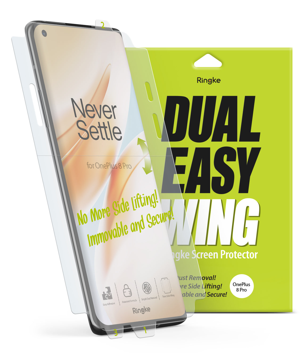 oneplus 8 pro screen protector - ringke dual easy film wing