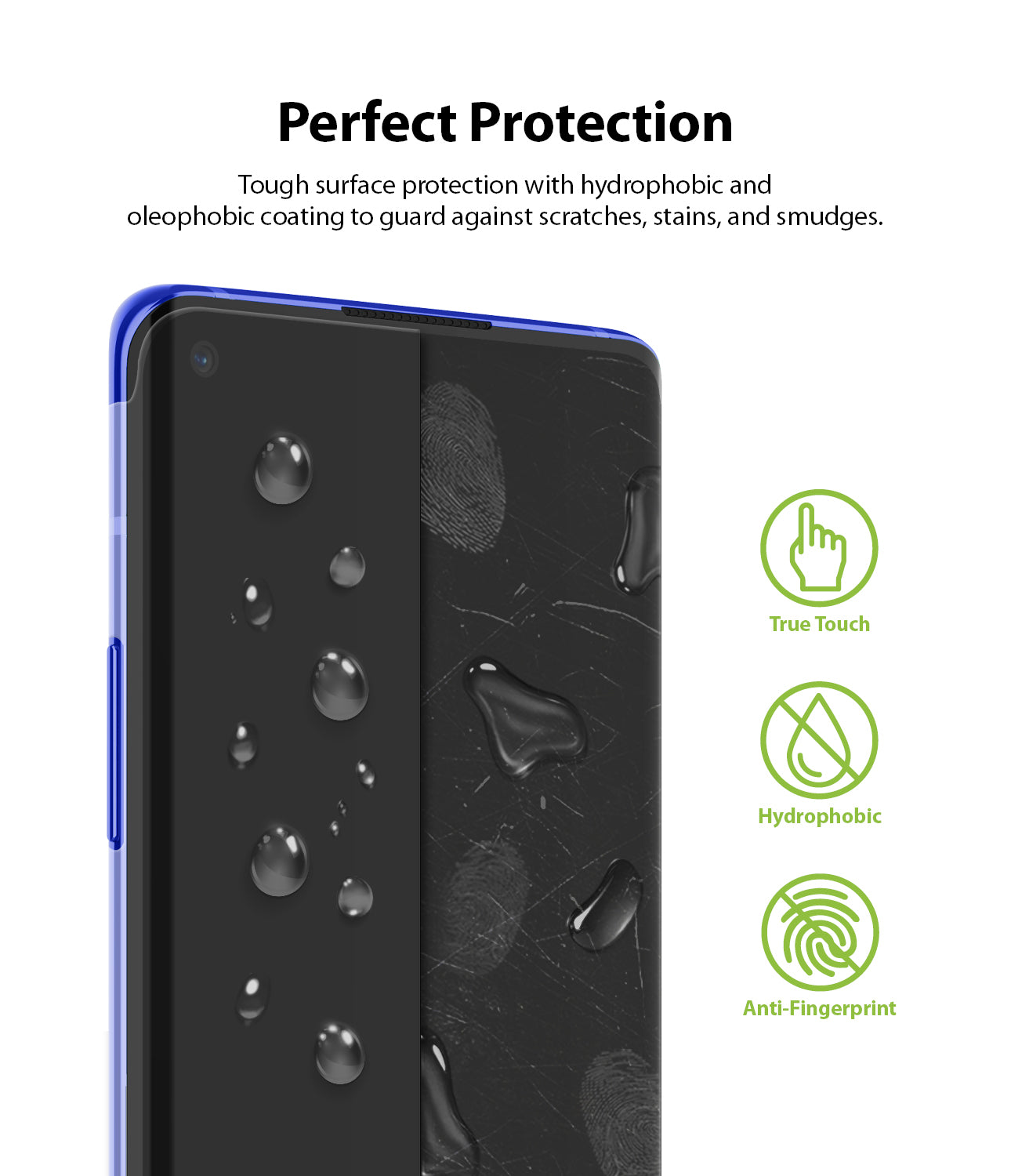 preferct protection - tough surface protection with hydrophobic and oleophobic coating 