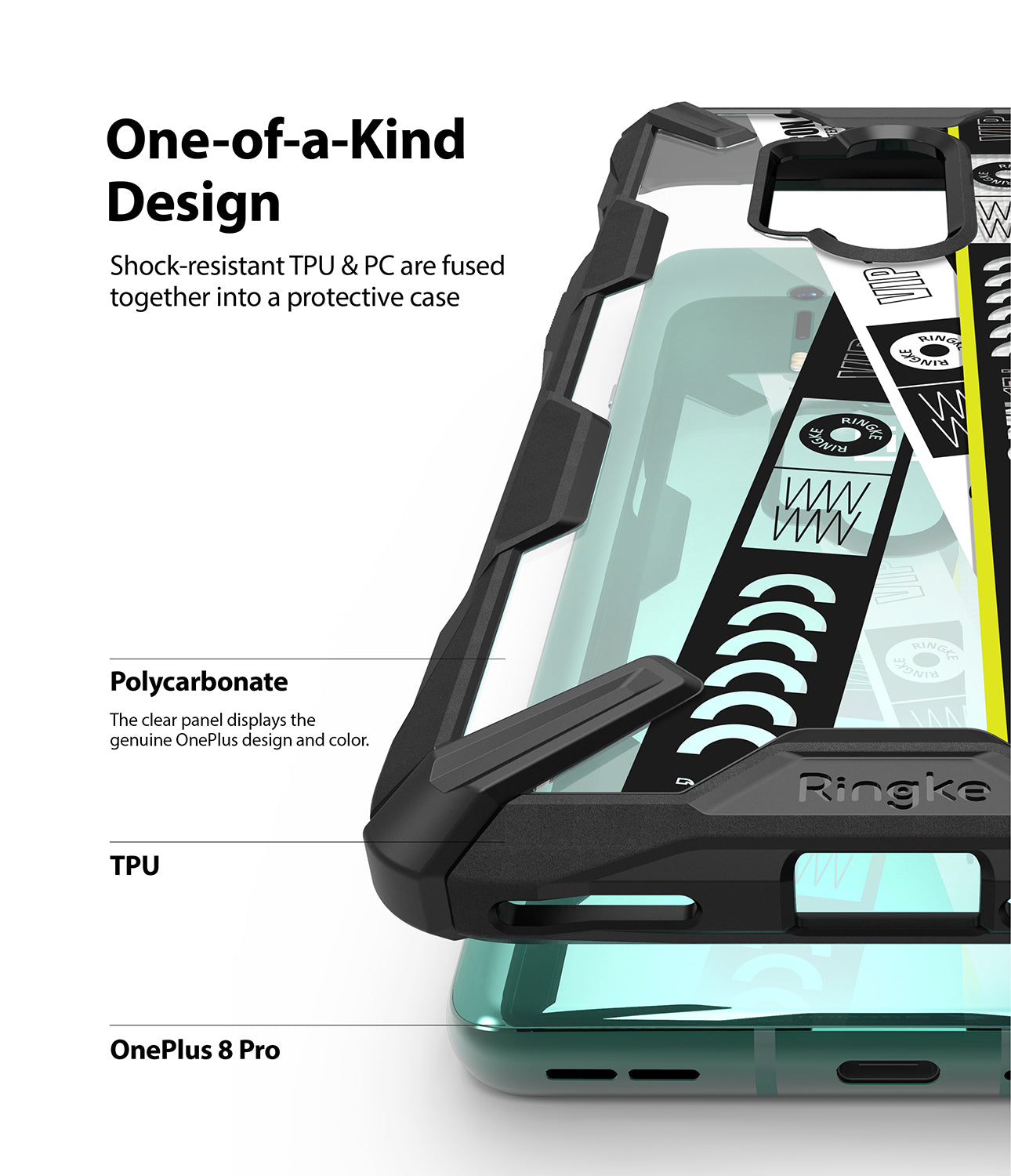 shock-resistant TPU & PC are fused together into a protective case