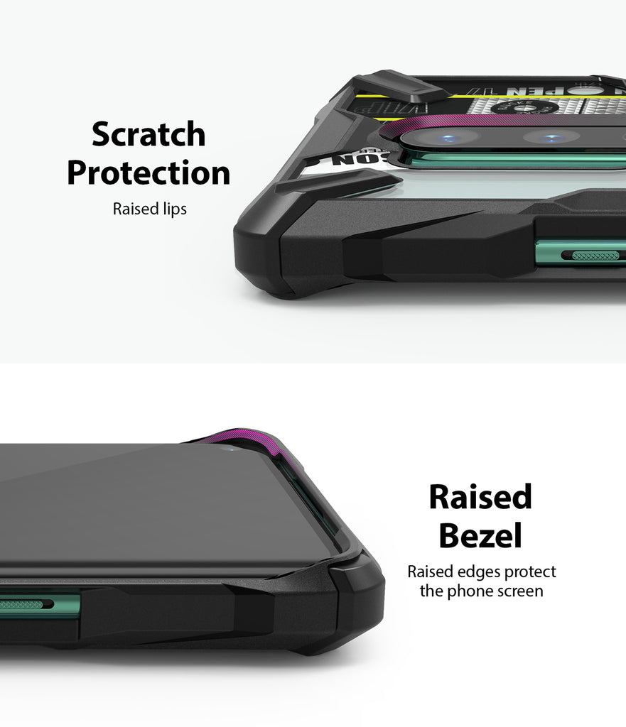 scratch protection with raised lip and bezel