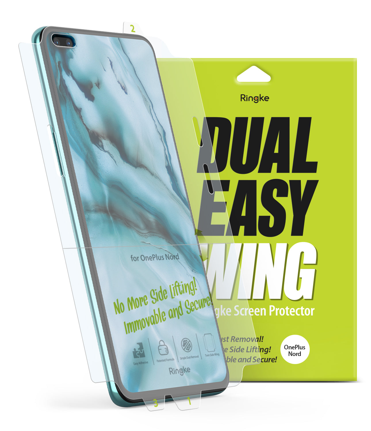 oneplus nord screen protector - ringke dual easy film wing