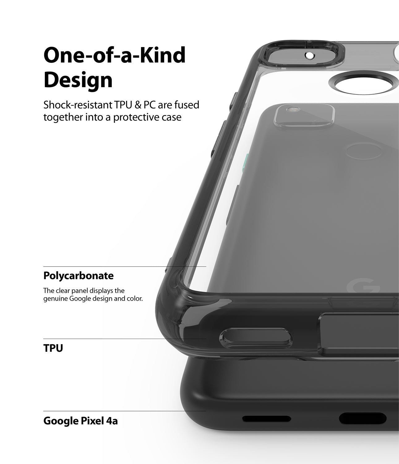 shock resistant TPU and PC are fused together into a protective case
