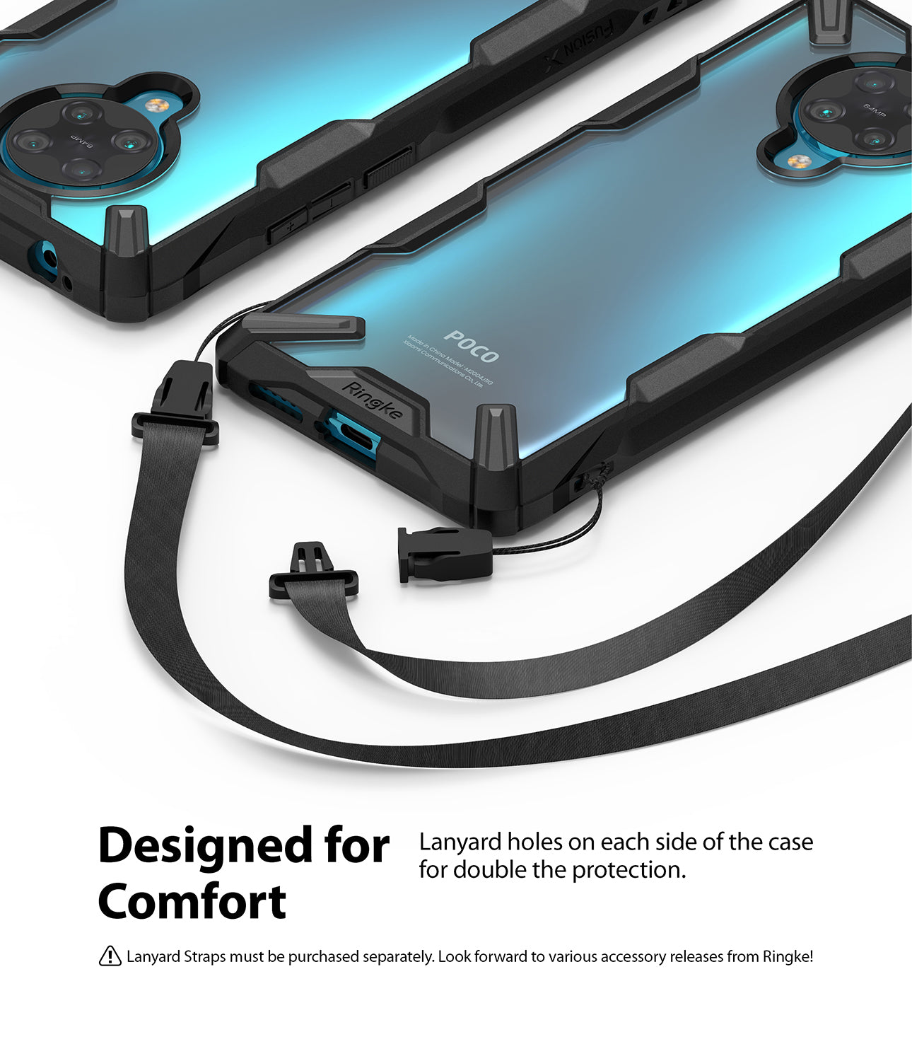 designed for comfort - lanyard holes on each side of the case for double protection