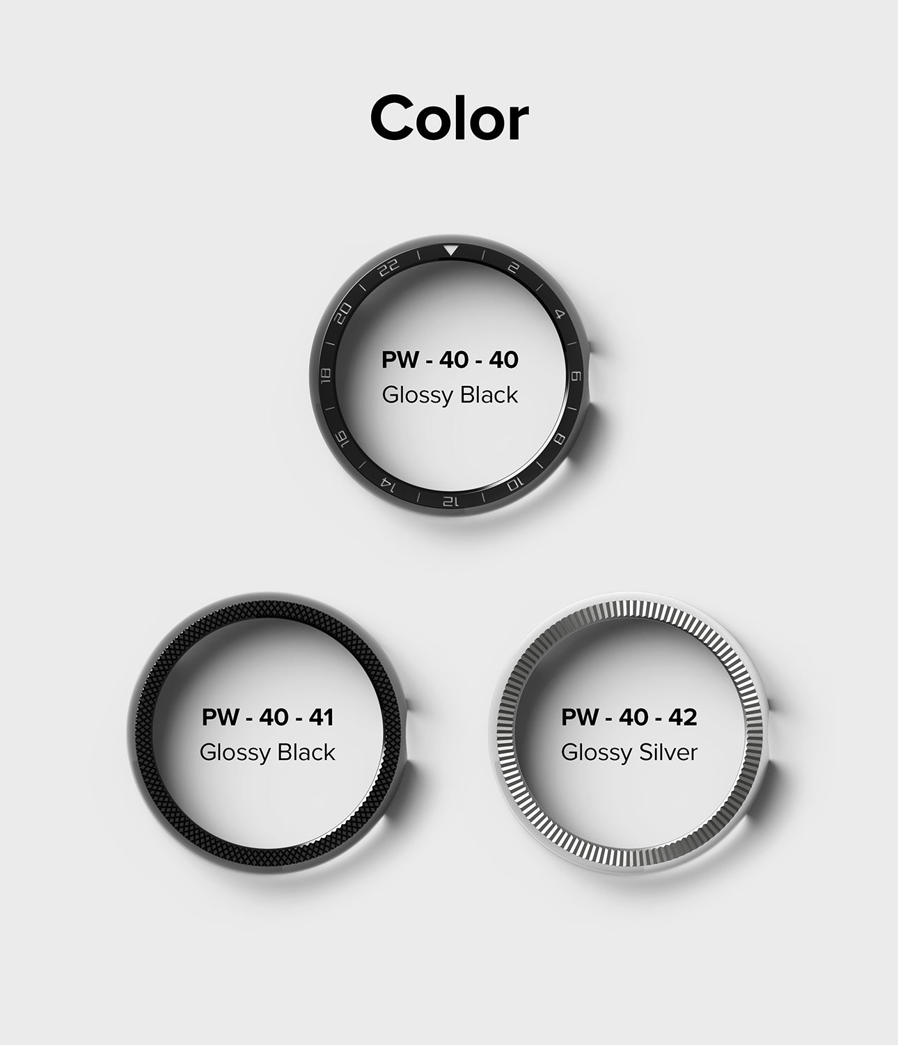 PW - 40 - 40 Glossy Black, PW - 40 - 41 Glossy Black, PW - 40 - 42 Glossy Sliver.