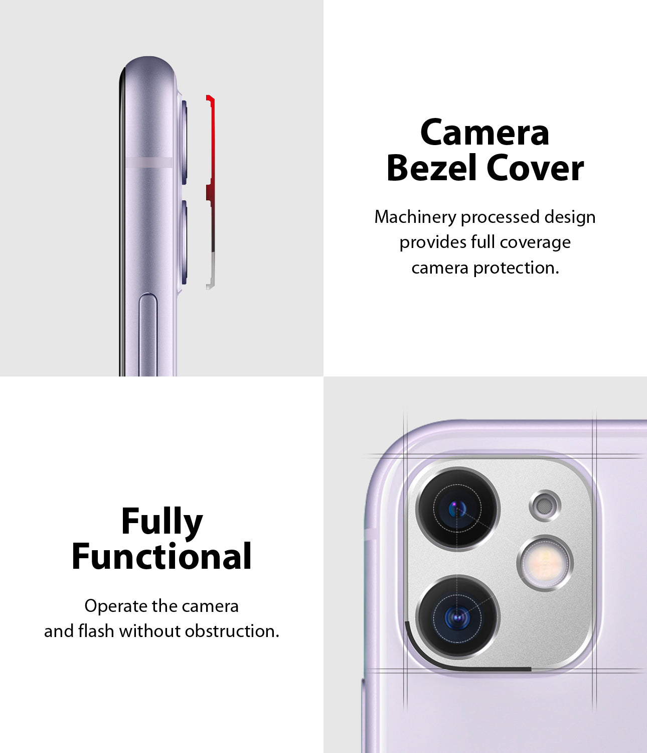 camera bezel cover, fully functional - operate the camera and flash without obstruction
