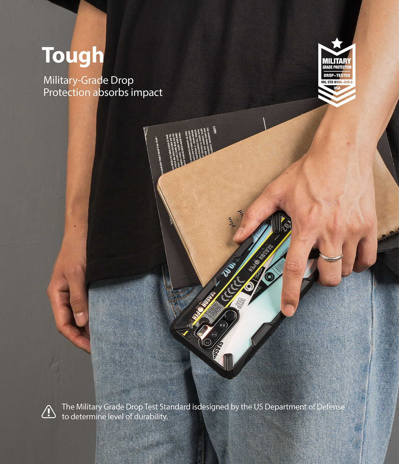 military-grade drop protection absorbs impact