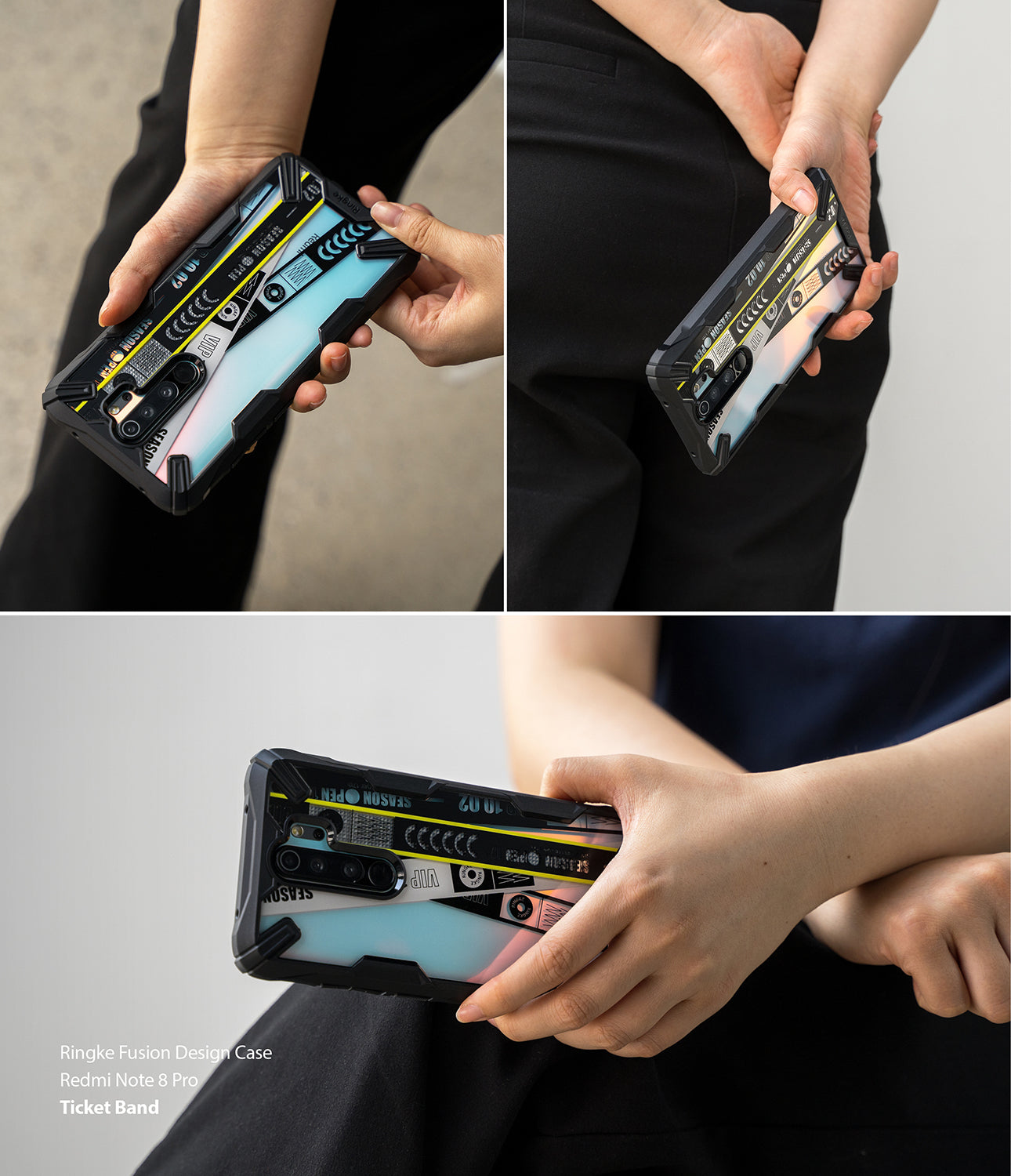 xiaomi redmi note 8 pro case ringke fusion-x design ticket band black