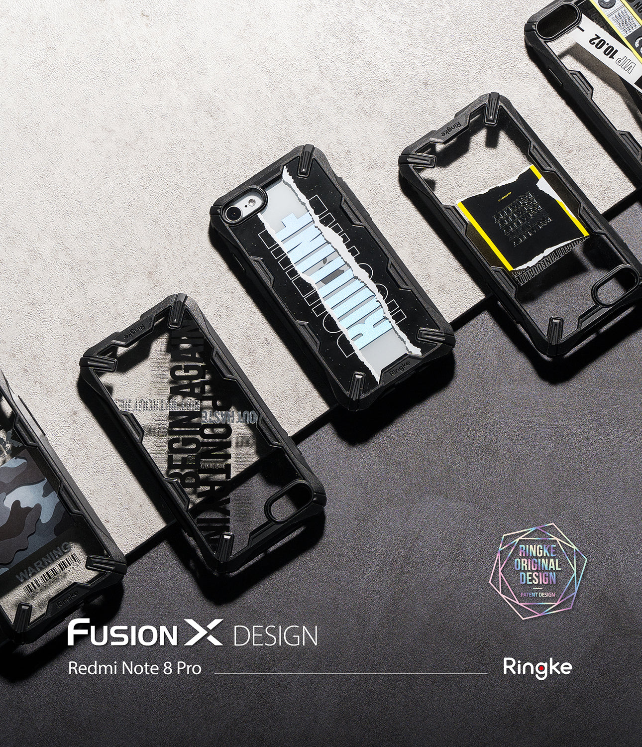xiaomi redmi note 8 pro case ringke fusion-x design ticket band black