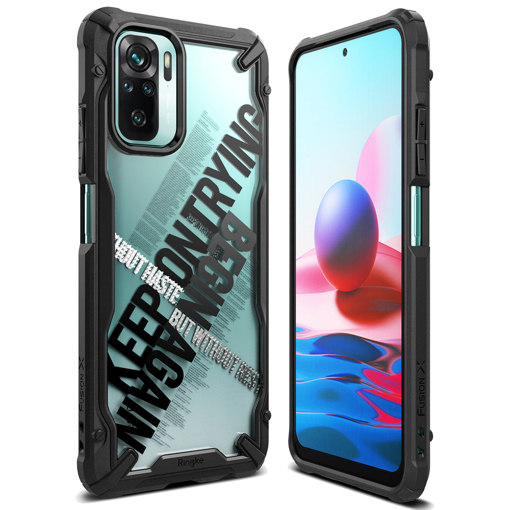 xiaomi redmi note 10 case, redmi note 10s case, ringke fusion-x design - cross