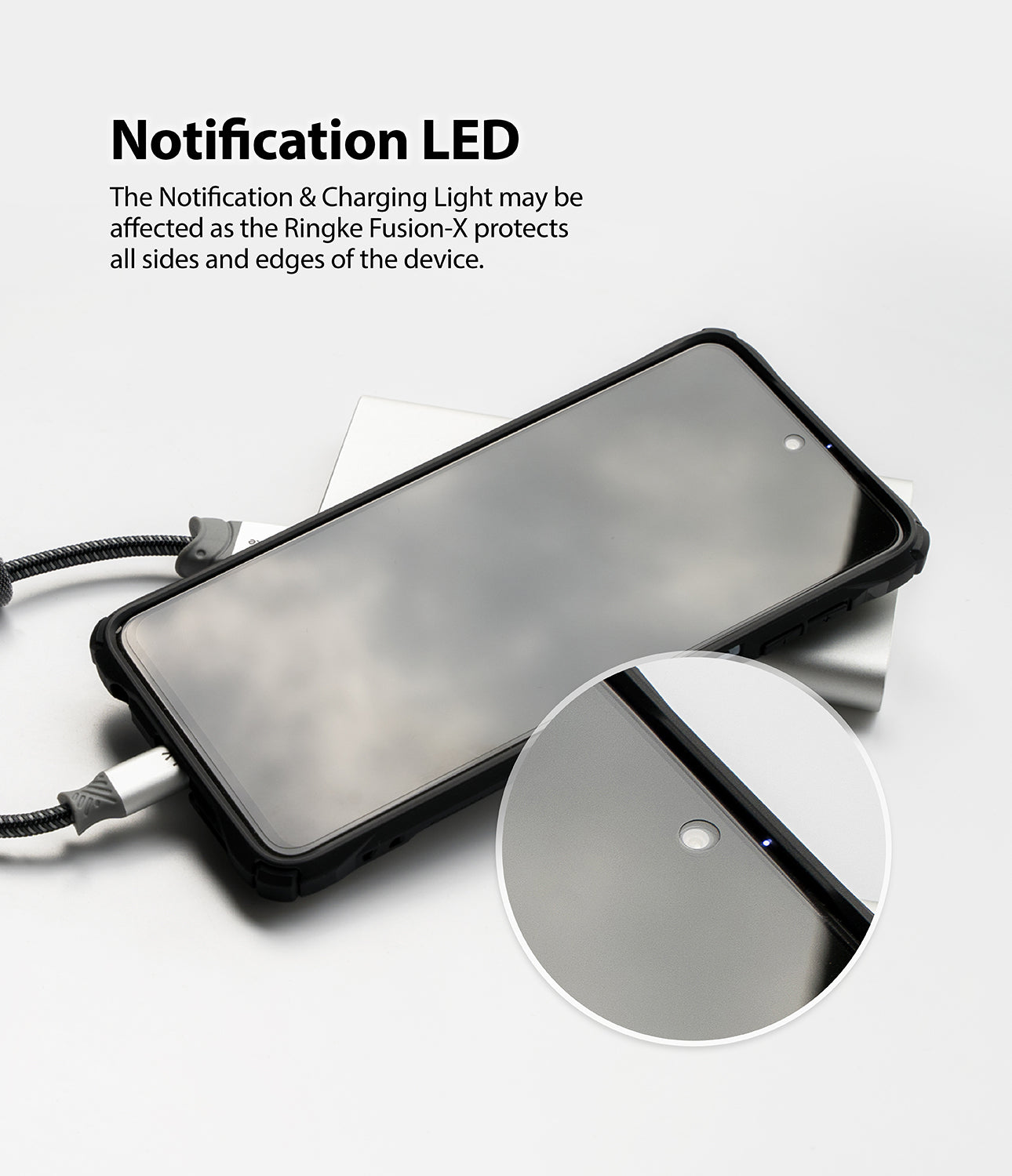 notification LED may be affected by the case 