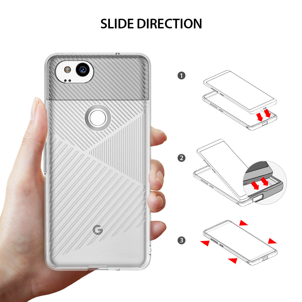ringke bevel designed thin lightweight tpu case cover for google pixel 2 main slide direction