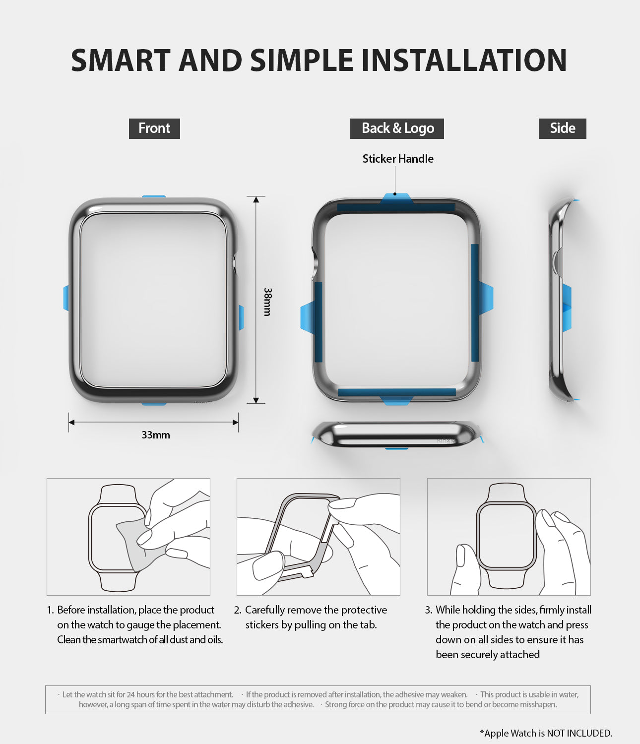 apple watch 3 2 1 38mm case ringke bezel styling stainless steel frame cover 38-01 simple installation