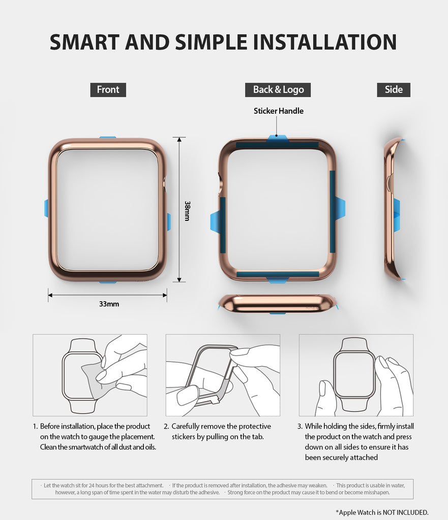 apple watch 3 2 1 38mm case ringke bezel styling stainless steel frame cover 38-02 simple installation