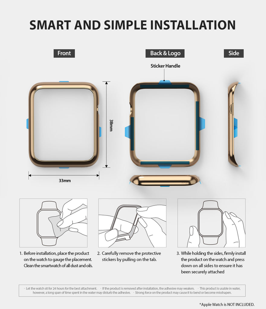 apple watch 3 2 1 38mm case ringke bezel styling stainless steel frame cover 38-05 simple installation