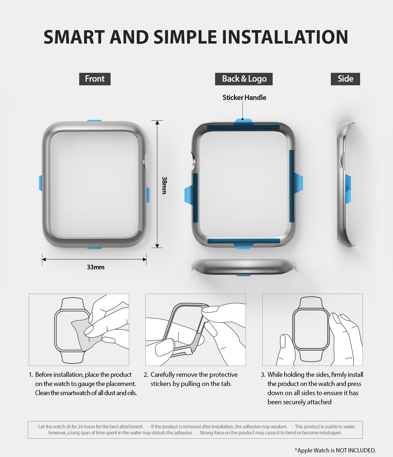 apple watch 3 2 1 38mm case ringke bezel styling stainless steel frame cover 38-09 simple installation