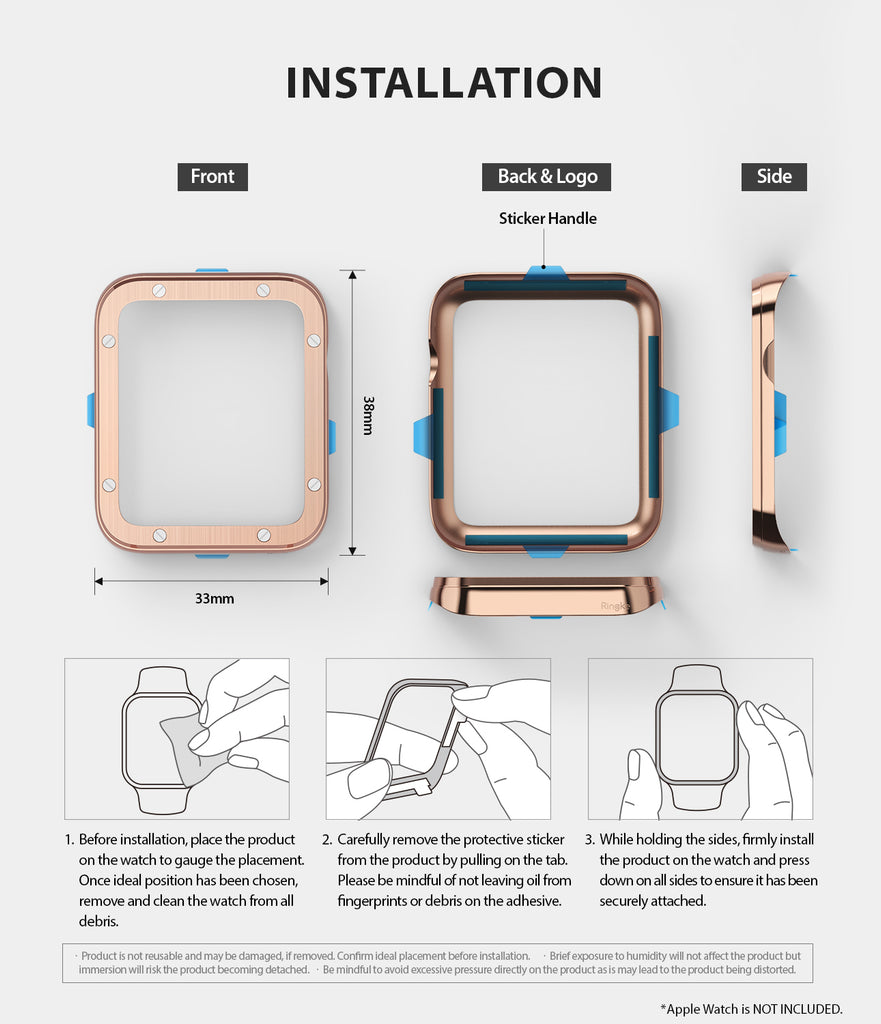 apple watch 3 2 1 38mm case ringke bezel styling stainless steel frame cover 38-41 simple installation