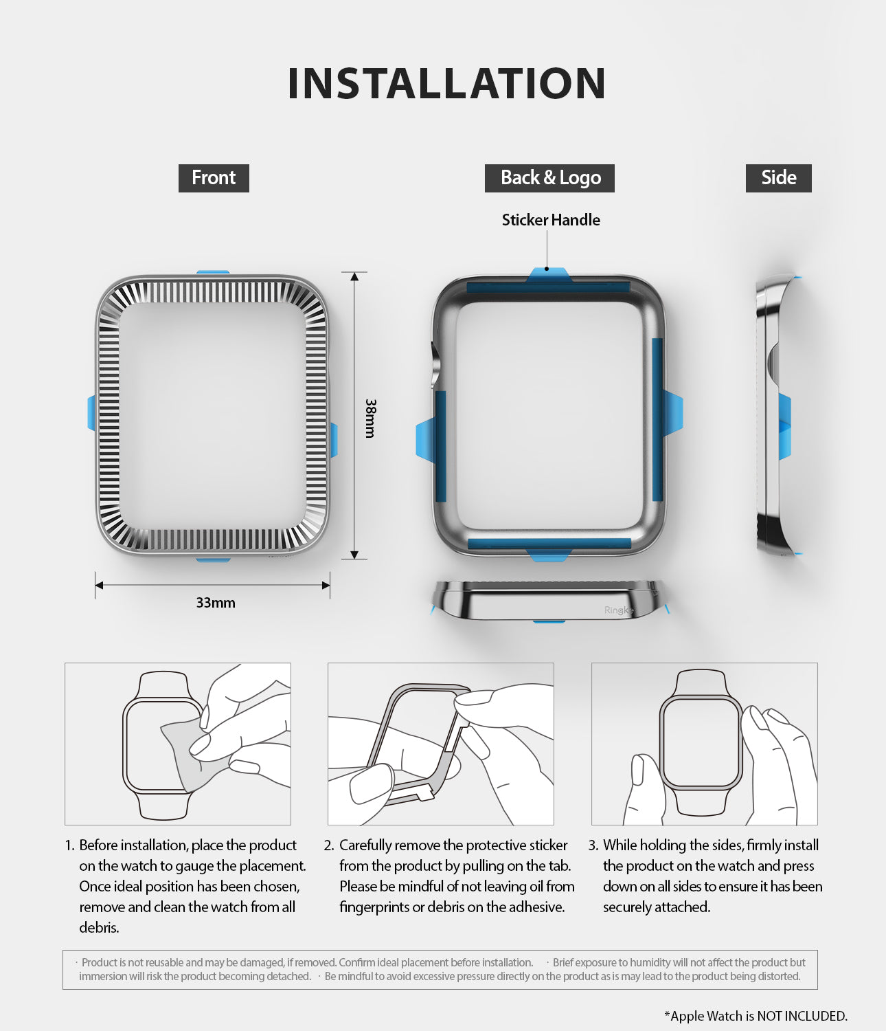 apple watch 3 2 1 38mm case ringke bezel styling stainless steel frame cover 38-42 simple installation