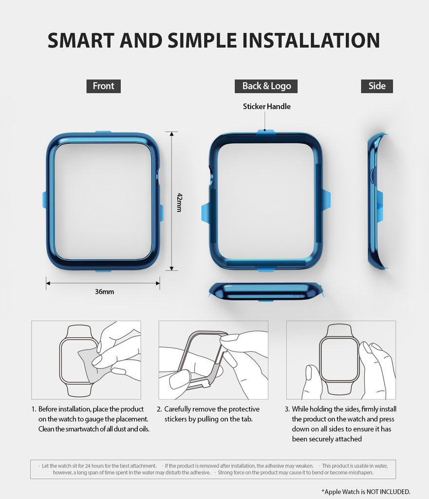 apple watch 3 2 1 42mm case ringke bezel styling stainless steel frame cover 42-04 simple installation