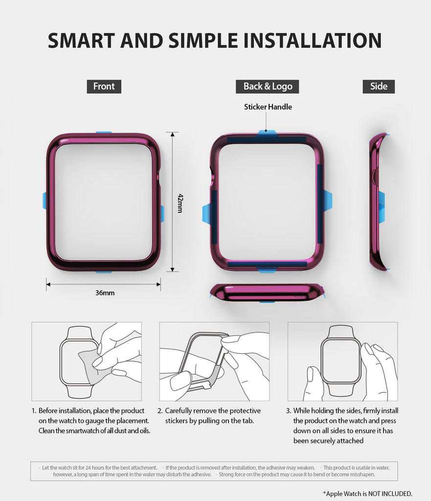 apple watch 3 2 1 42mm case ringke bezel styling stainless steel frame cover 42-07 simple installation
