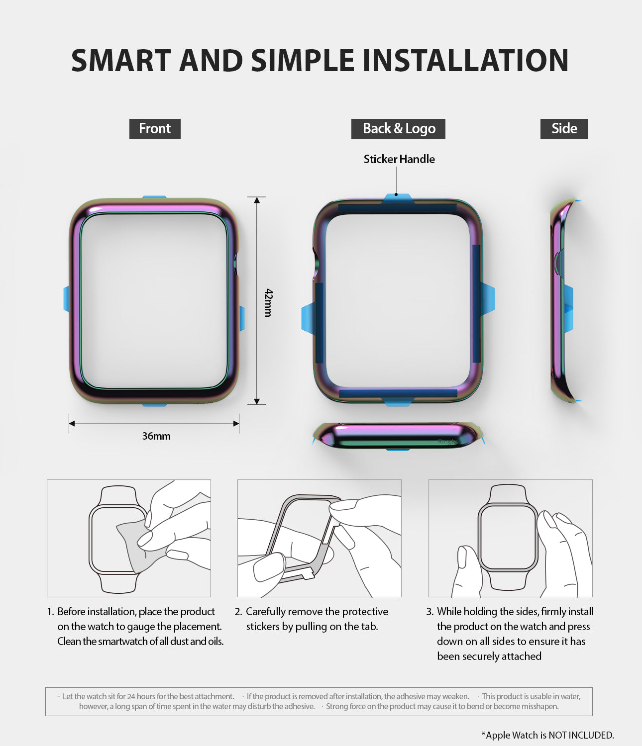 apple watch 3 2 1 42mm case ringke bezel styling stainless steel frame cover 42-08 simple installation