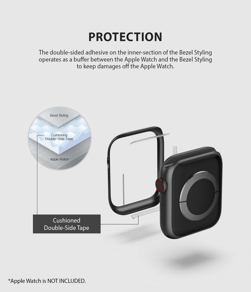 ringke bezel styling 40-03 glossy black stainless steel on apple watch series 6 / 5 / 4 / SE 40mm protection