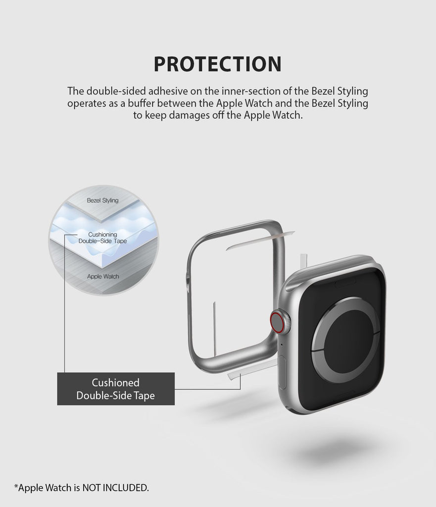ringke bezel styling 40-09 matte silver stainless steel on apple watch series 6 / 5 / 4 / SE 40mm protection