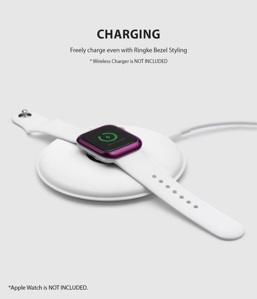 ringke bezel styling 40-07 Glossy Violet stainless steel on apple watch series 6 / 5 / 4 / SE 40mm wireless charging