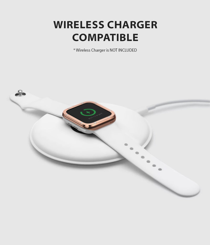 ringke bezel styling 40-41 stainless steel on apple watch series 6 / 5 / 4 / SE 40mm wireless charging