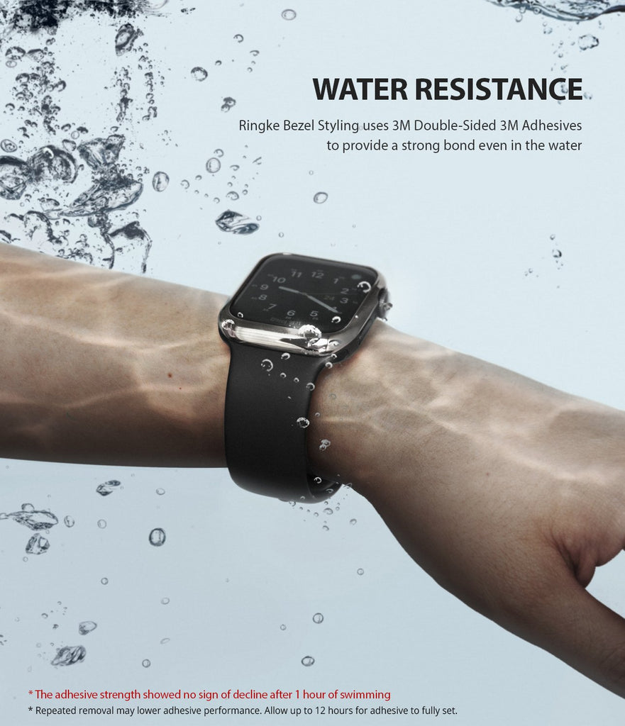 ringke bezel styling 40-01 glossy silver stainless steel on apple watch series 6 / 5 / 4 / SE 40mm water resistance