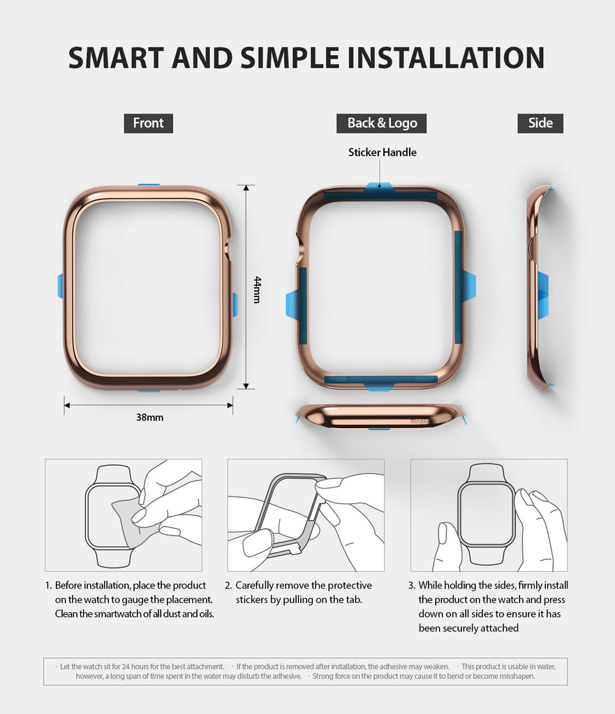 apple watch 4 44mm case ringke bezel styling stainless steel frame cover 44-02 device compatibility