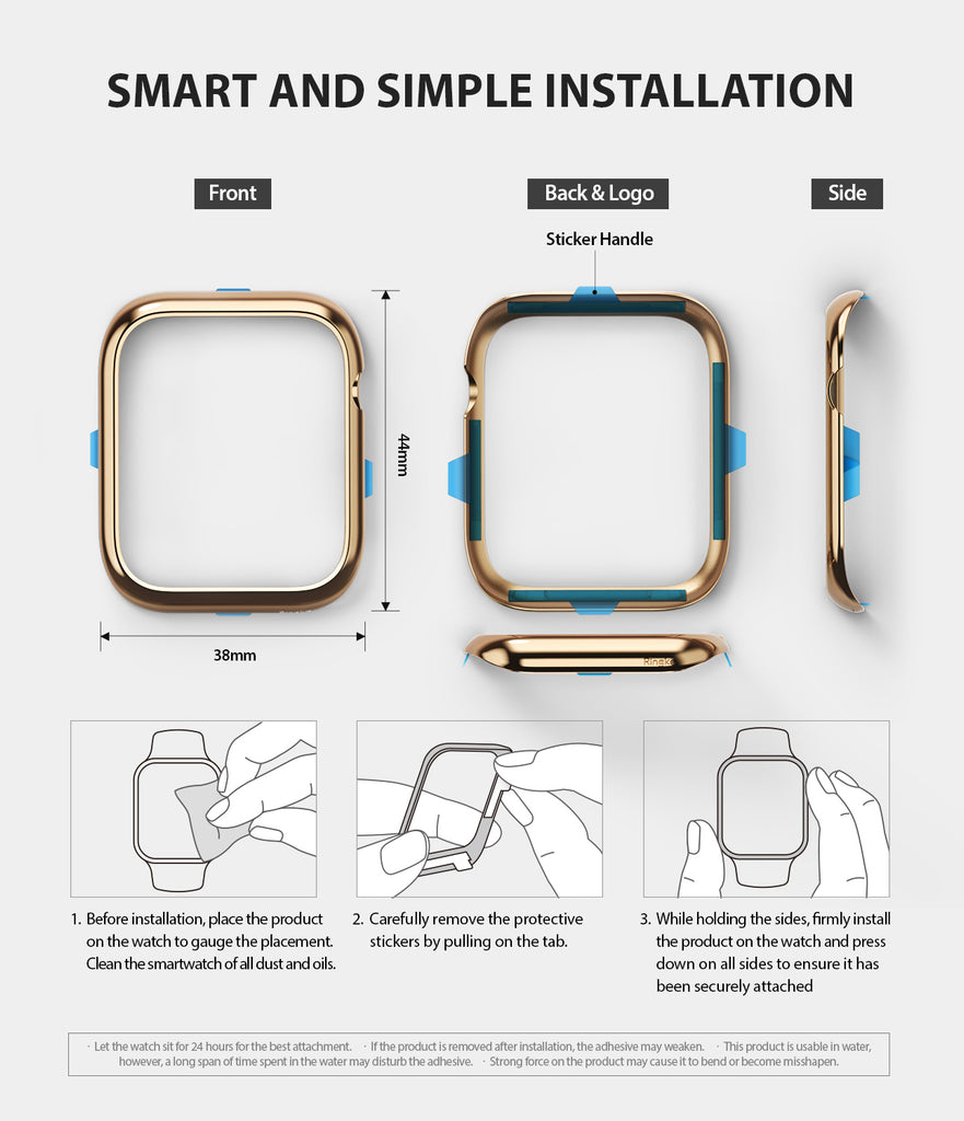 apple watch 4 44mm case ringke bezel styling stainless steel frame cover 44-05 device compatibility