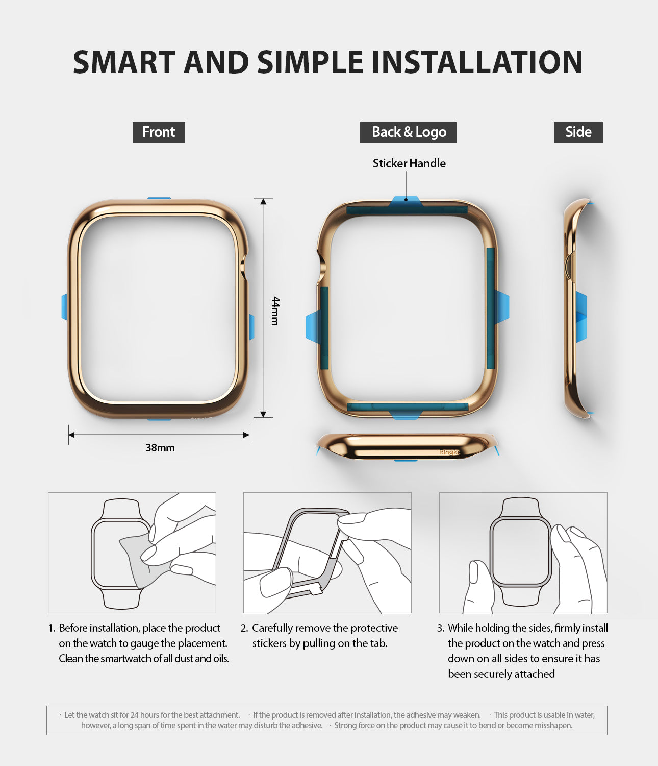 apple watch 4 44mm case ringke bezel styling stainless steel frame cover 44-05 device compatibility