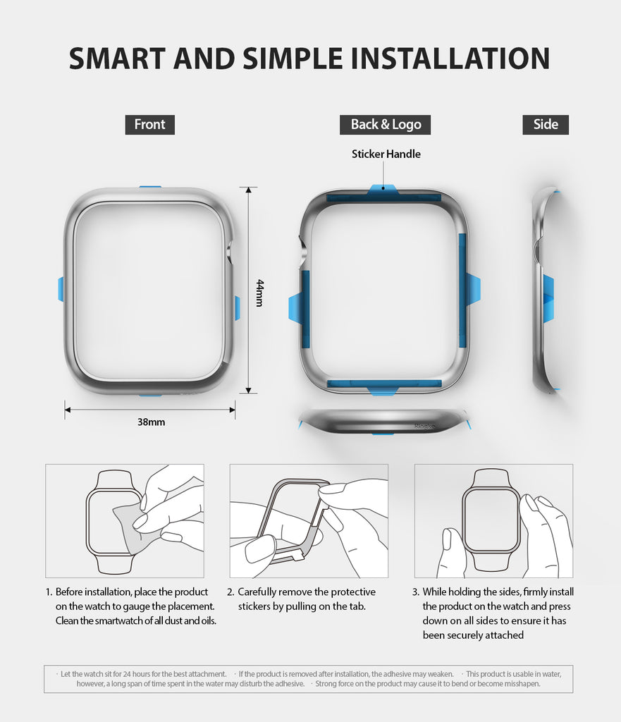 apple watch 4 44mm case ringke bezel styling stainless steel frame cover 44-09 device compatibility