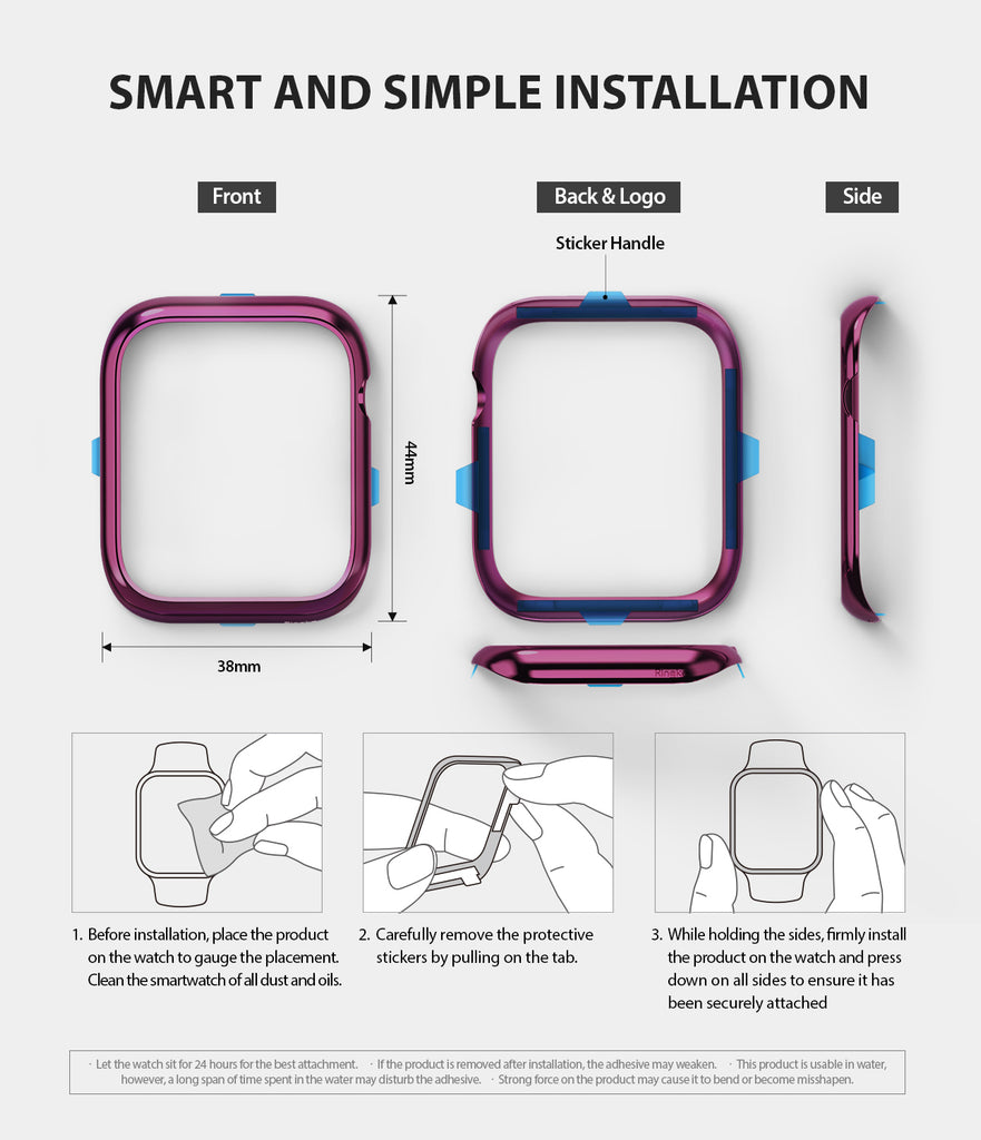 apple watch 4 44mm case ringke bezel styling stainless steel frame cover 44-07 device compatibility
