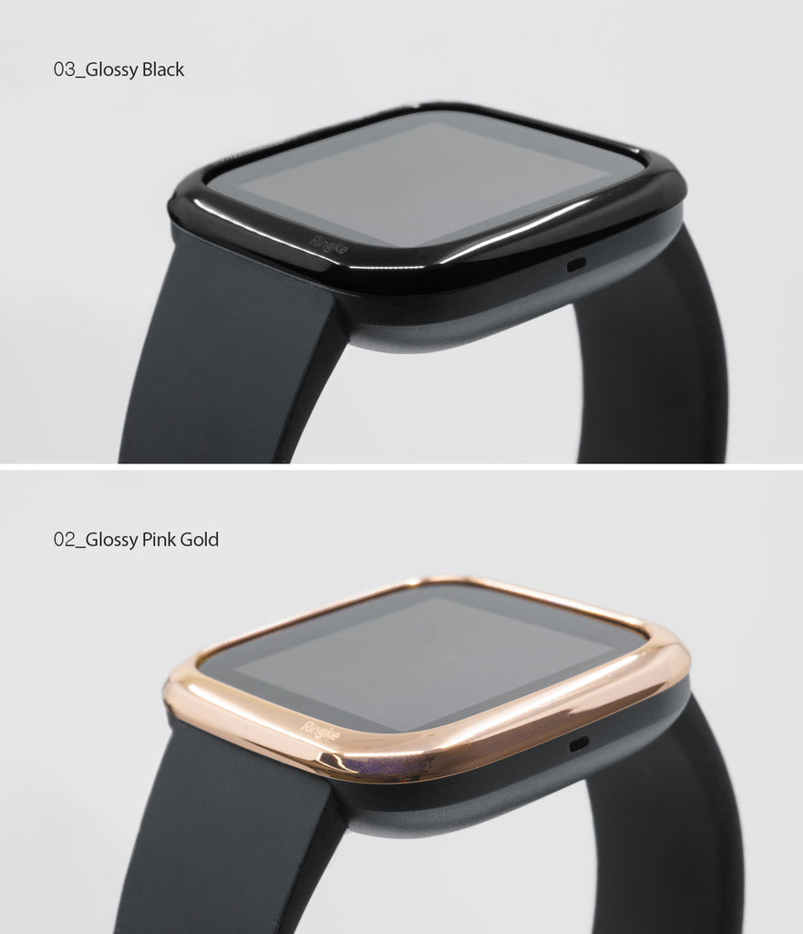 Ringke Bezel Styling Fitbit Versa 2, Full Stainless Steel Frame, Black, 2-03 ST, black, rose gold