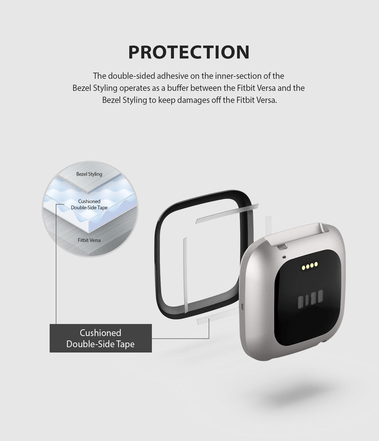 Ringke Bezel Styling Fitbit Versa 2, Full Stainless Steel Frame, Black, 2-03 ST, protection