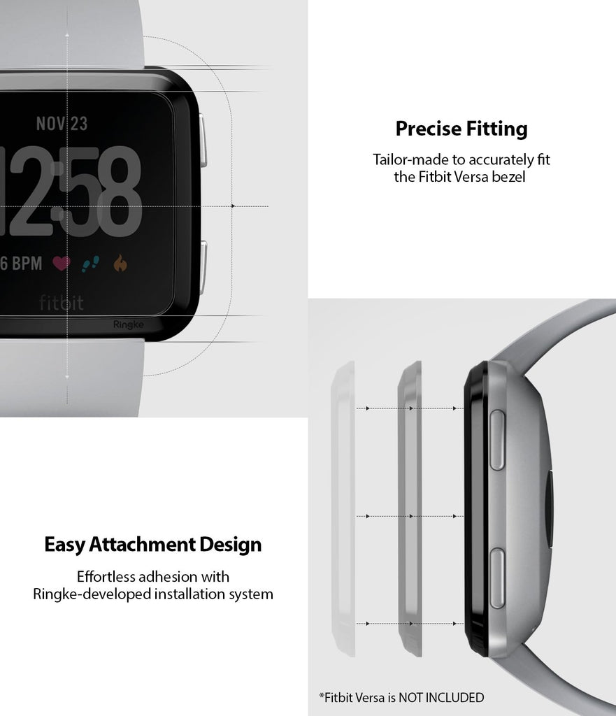 Ringke Bezel Styling Designed for Fitbit Versa Case Cover, Black- FW-V-03, exact fit