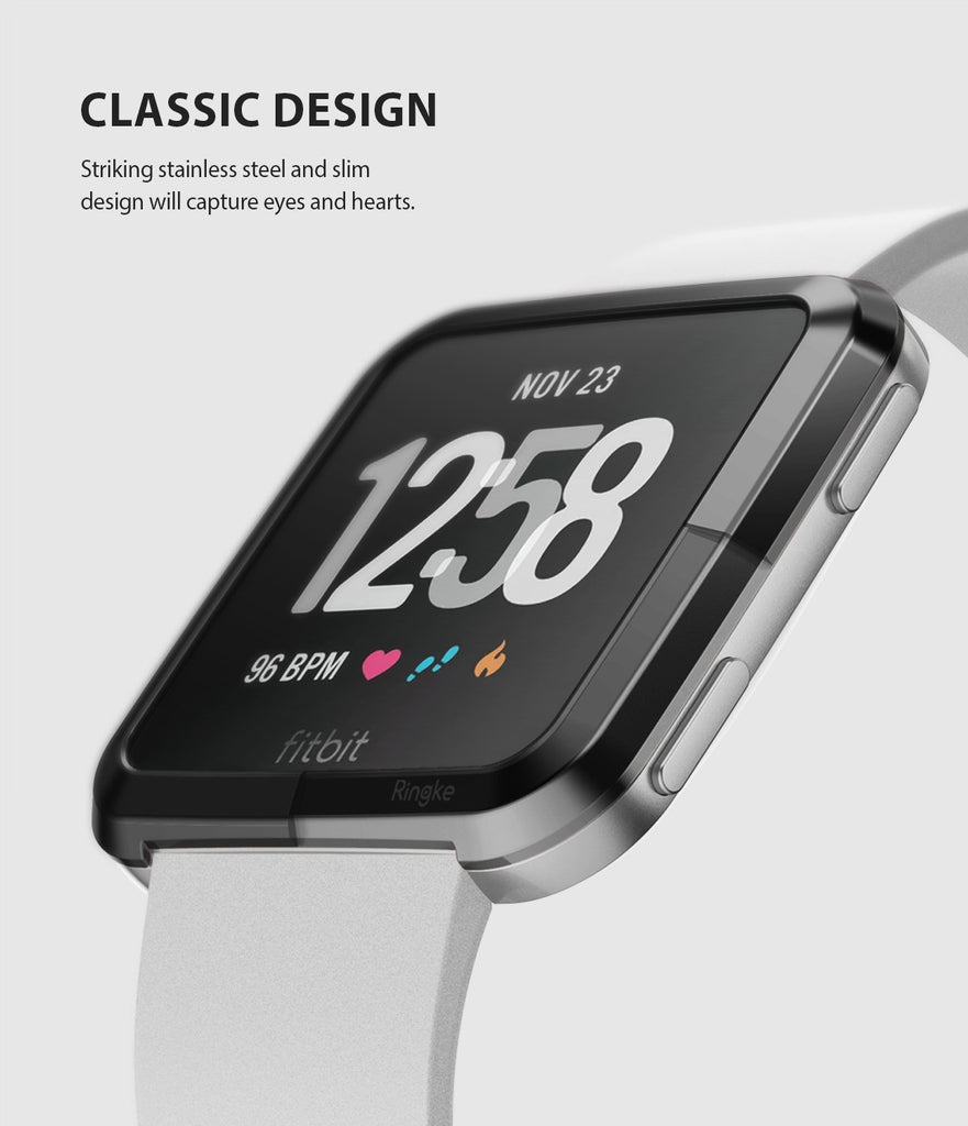 Ringke Bezel Styling Designed for Fitbit Versa Case Cover, Black- FW-V-03, classic design