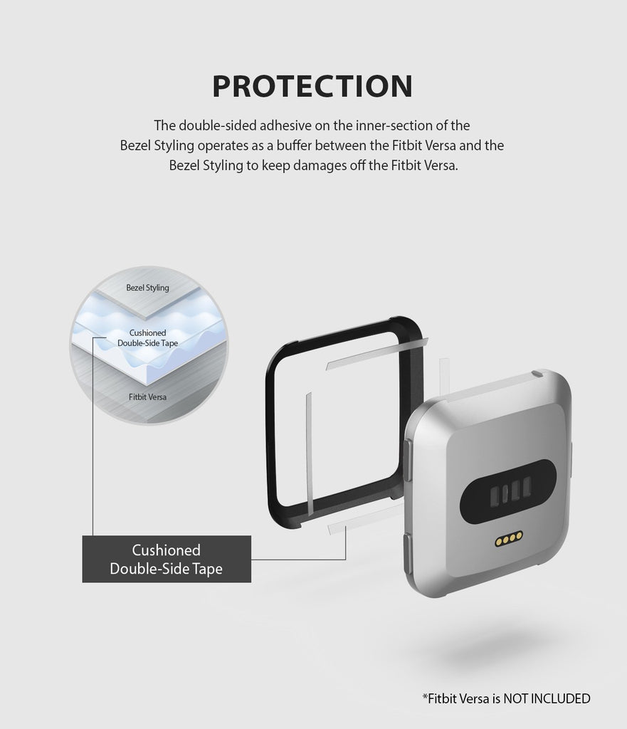 Ringke Bezel Styling Designed for Fitbit Versa Case Cover, Black- FW-V-03, protection
