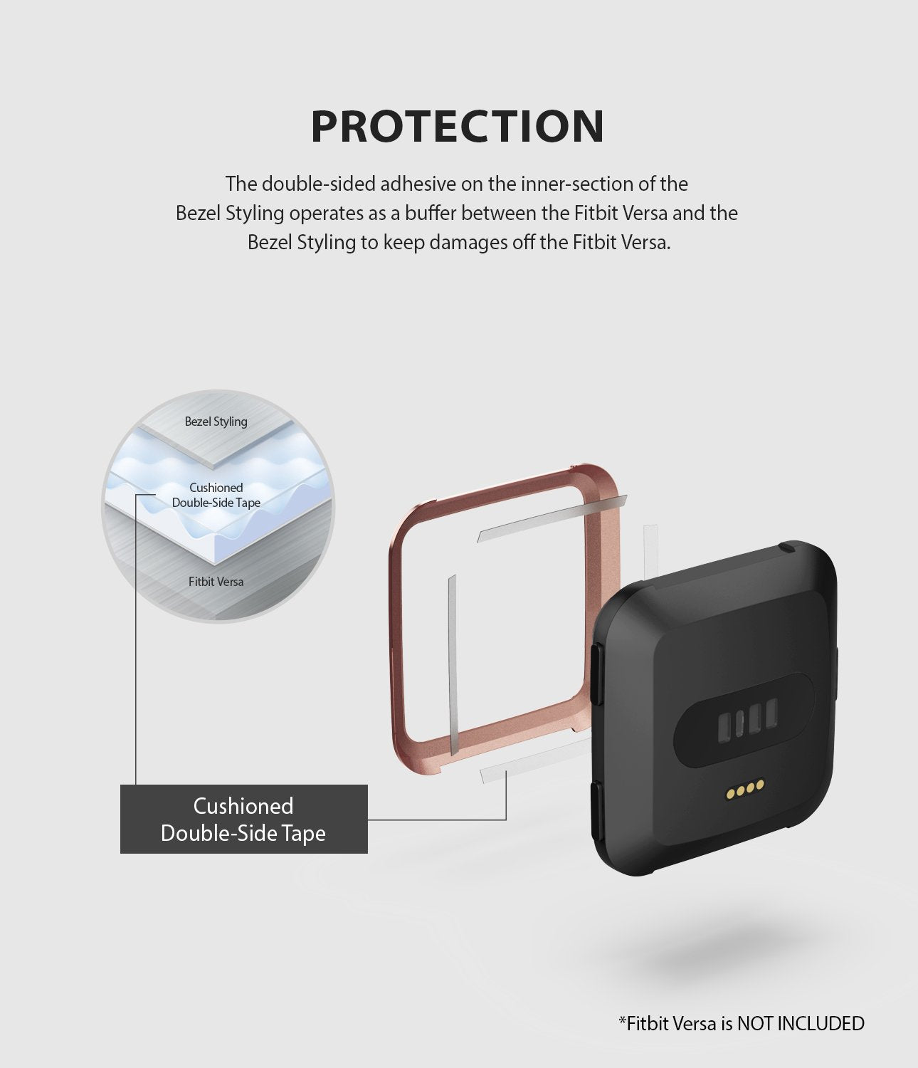 Ringke Bezel Styling Designed for Fitbit Versa Case Cover, Rose Gold - FW-V-02, protection