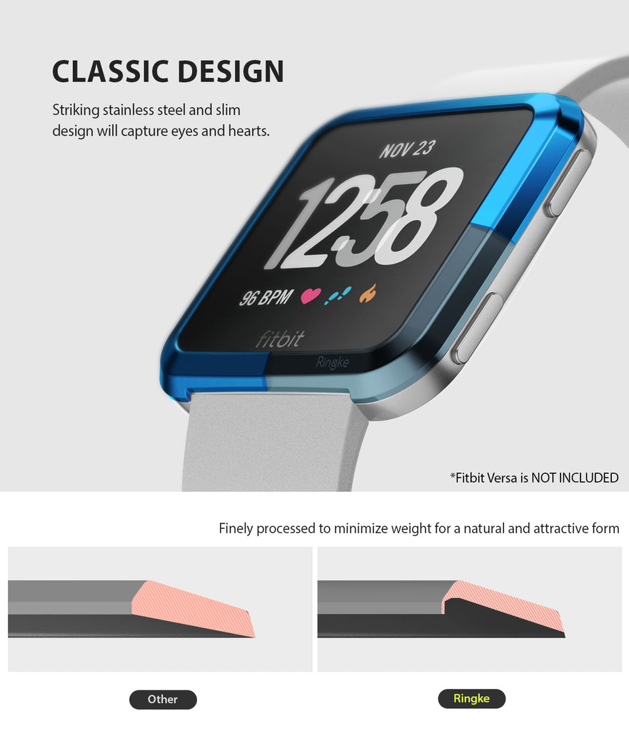 Ringke Bezel Styling Designed for Fitbit Versa Case Cover, Blue - FW-V-04, classic design