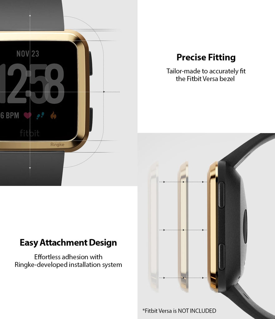 Ringke Bezel Styling Designed for Fitbit Versa Case Cover, Gold - FW-V-05, exact fit