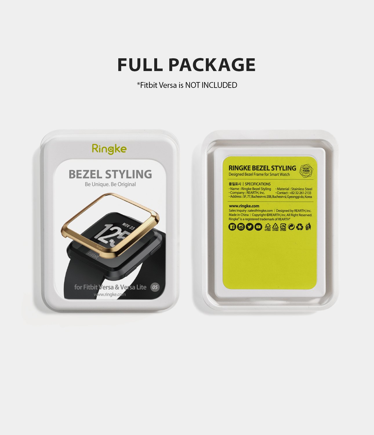 Ringke Bezel Styling Designed for Fitbit Versa Case Cover, Gold - FW-V-05, minimal package