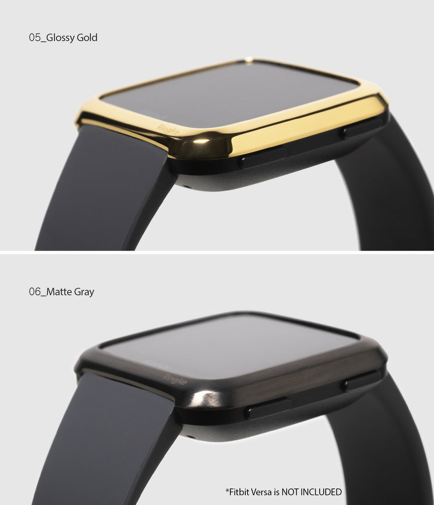 Ringke Bezel Styling Designed for Fitbit Versa Case Cover, Gold - FW-V-05, black