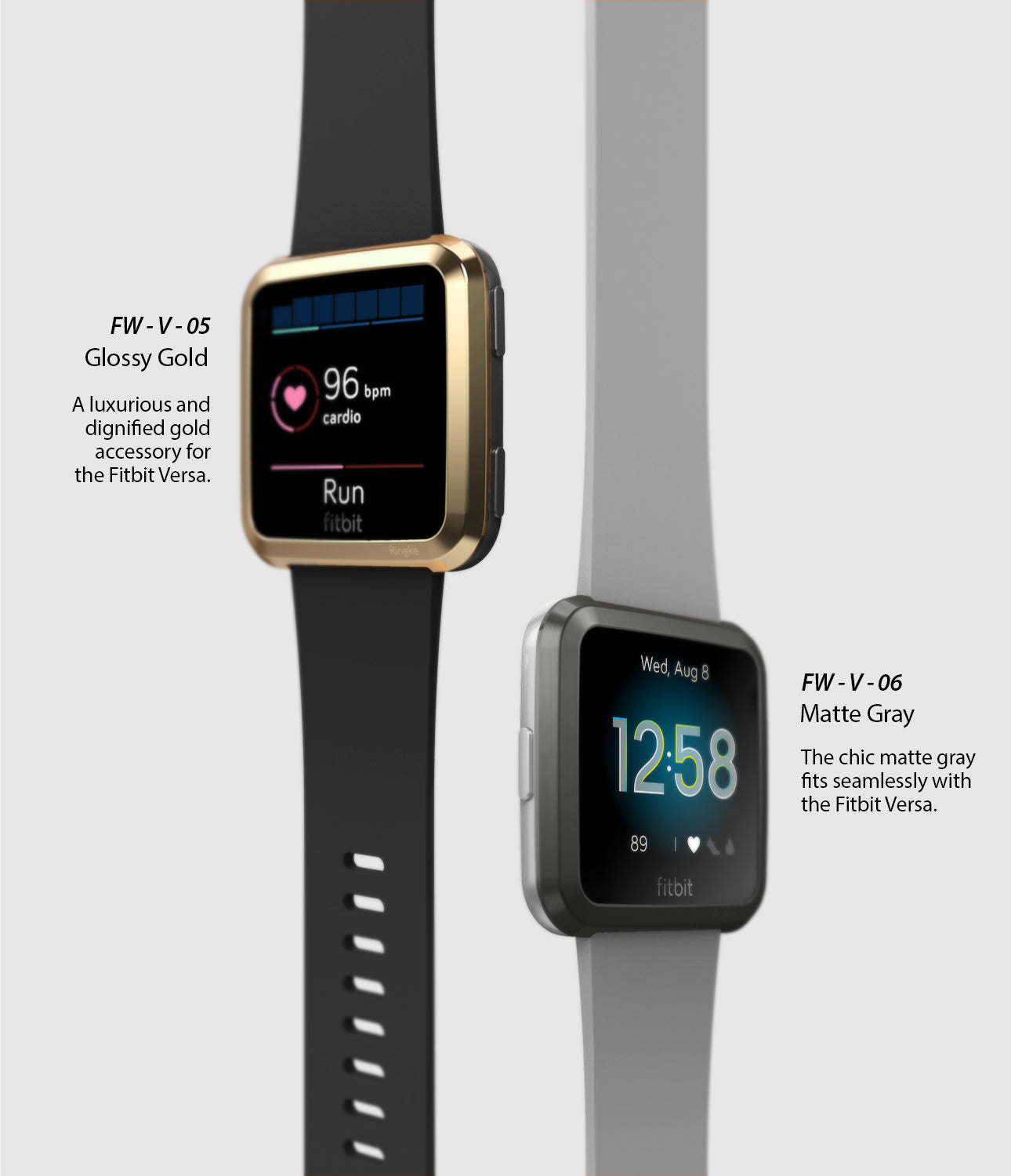 Ringke Bezel Styling Designed for Fitbit Versa Case Cover, Gray - FW-V-06, gold