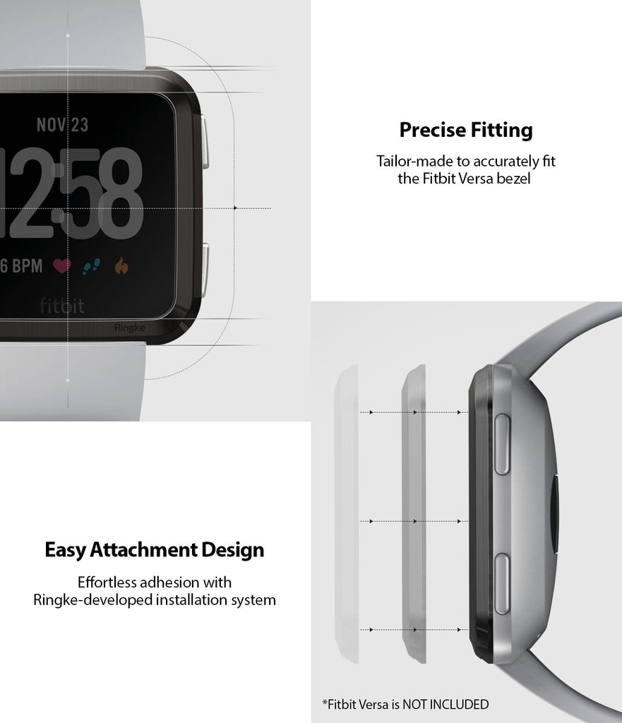 Ringke Bezel Styling Designed for Fitbit Versa Case Cover, Gray - FW-V-06, exact fit