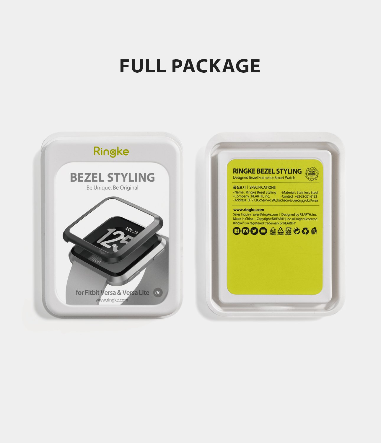 Ringke Bezel Styling Designed for Fitbit Versa Case Cover, Gray - FW-V-06, minimal package