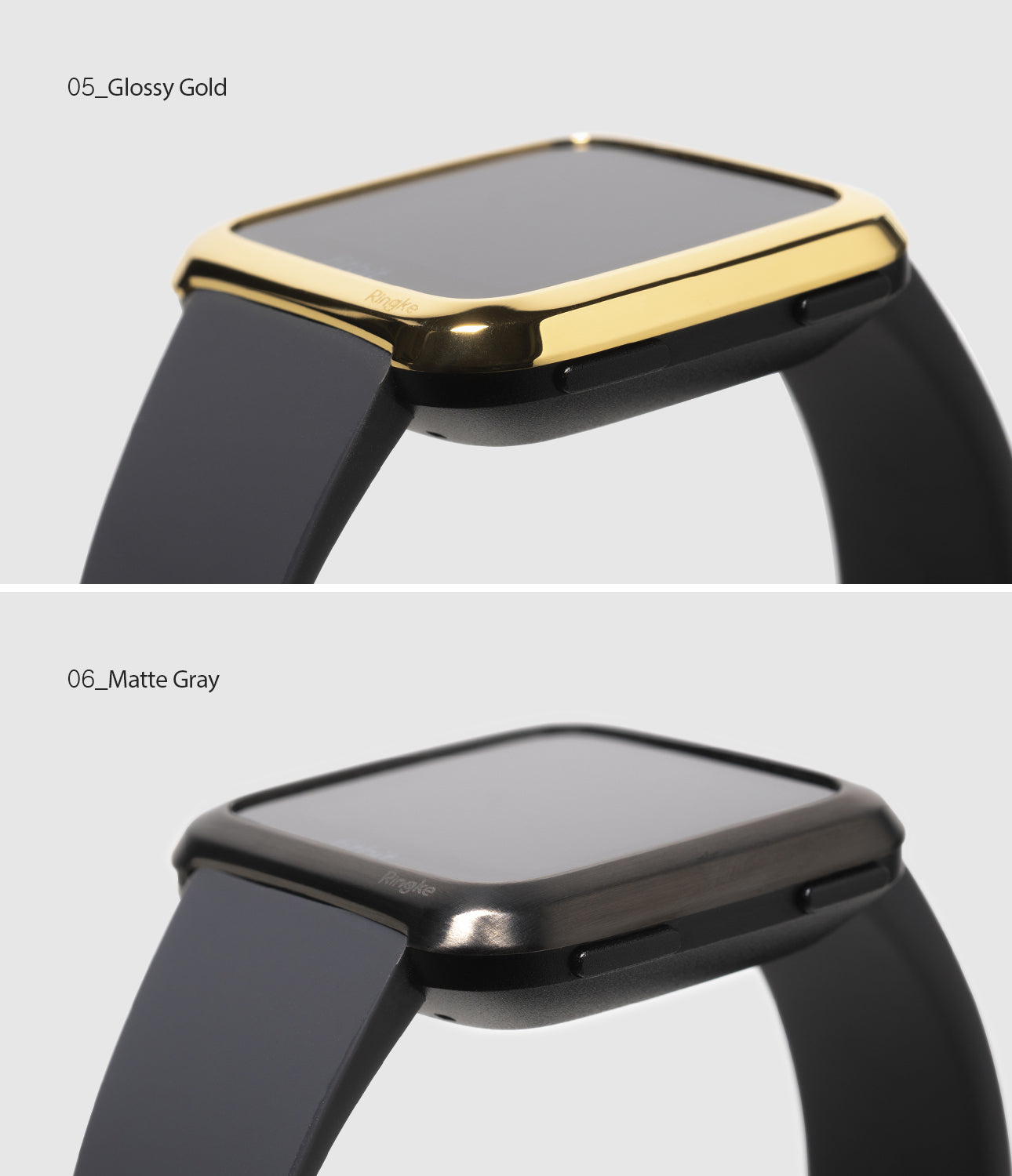 Ringke Bezel Styling Designed for Fitbit Versa Case Cover, Gray - FW-V-06, gold